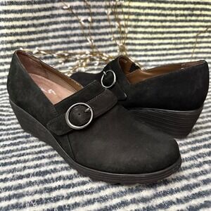 Dansko Clio Black Nubuck Leather Wedge Shoes Sz‎ EU 40 - US 9.5-10 NEW